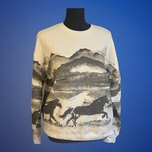 Goodie Two Sleeves Horse Sweatshirt Western Coastal Cowgirl Soft Girl Cozy Soft